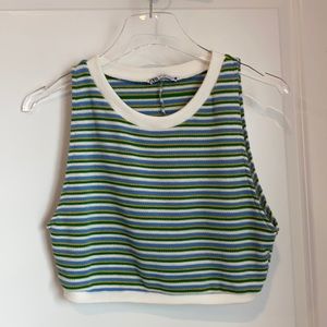 Zara Striped Knit Cropped Top Large EUC